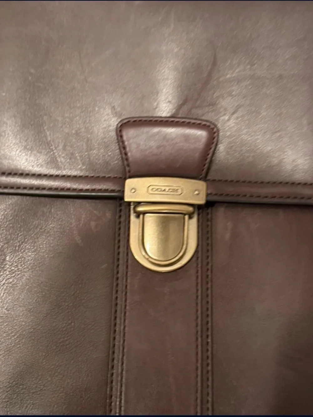 Classic Brown Leather Briefcase with Top Handle